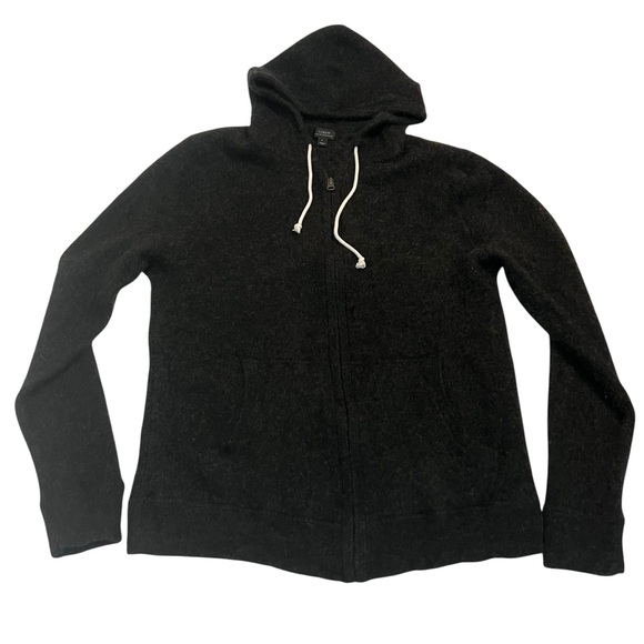 J. Crew Tops - J.Crew Italian Cashmere Zip Hoodie Sweater Black Size L